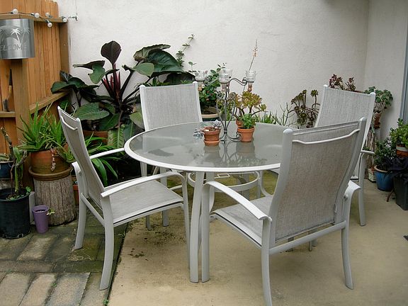 Large private patio/yard area off the kitchen and dining roo