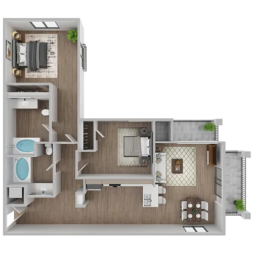 Floor plan The Twin Peaks - Cable & Internet Incl.