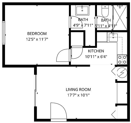 Floor plan 1 BR/ 1 BA