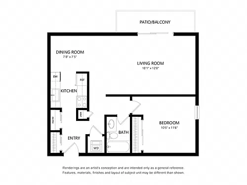 Floor plan C2 1 Bed 1 Bath