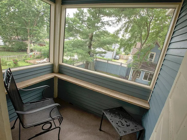 Sitting porch overlooking backyard