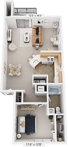 Floor plan One Bedroom End