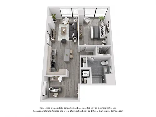 Floor plan One Bedroom w/Den - A5D