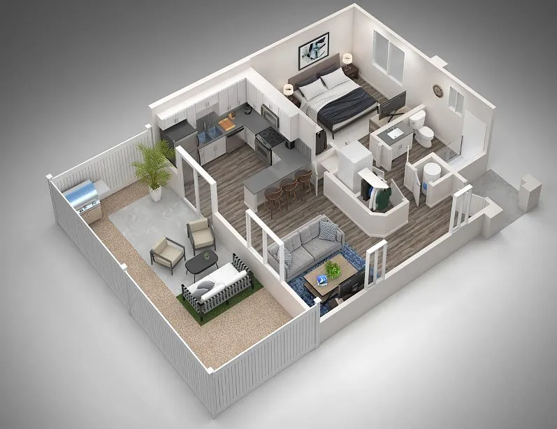 Floor plan One Bedroom, One Bath