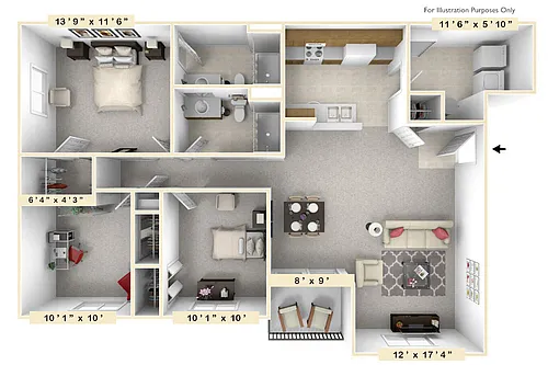 Floor plan The Admiral 3 BR 2 BA