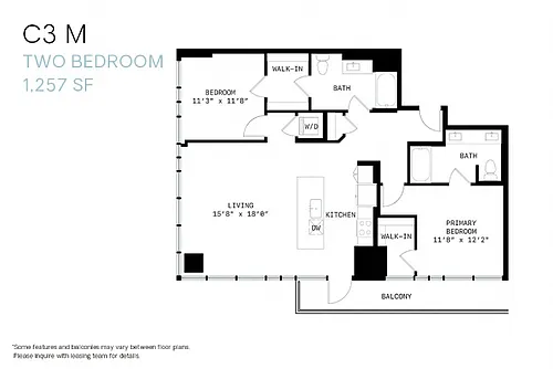 Floor plan Two Bedroom C3m