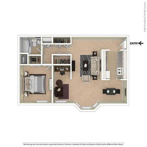 Floor plan 1 X 1 Den