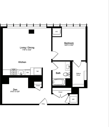 Floor plan 1 Bedroom M