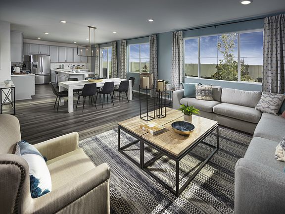 Residence 5 great room modeled at a nearby Meritage community.