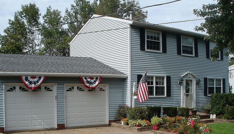 Front with attached garage