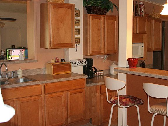 remodeled kitchen, tiled flooring