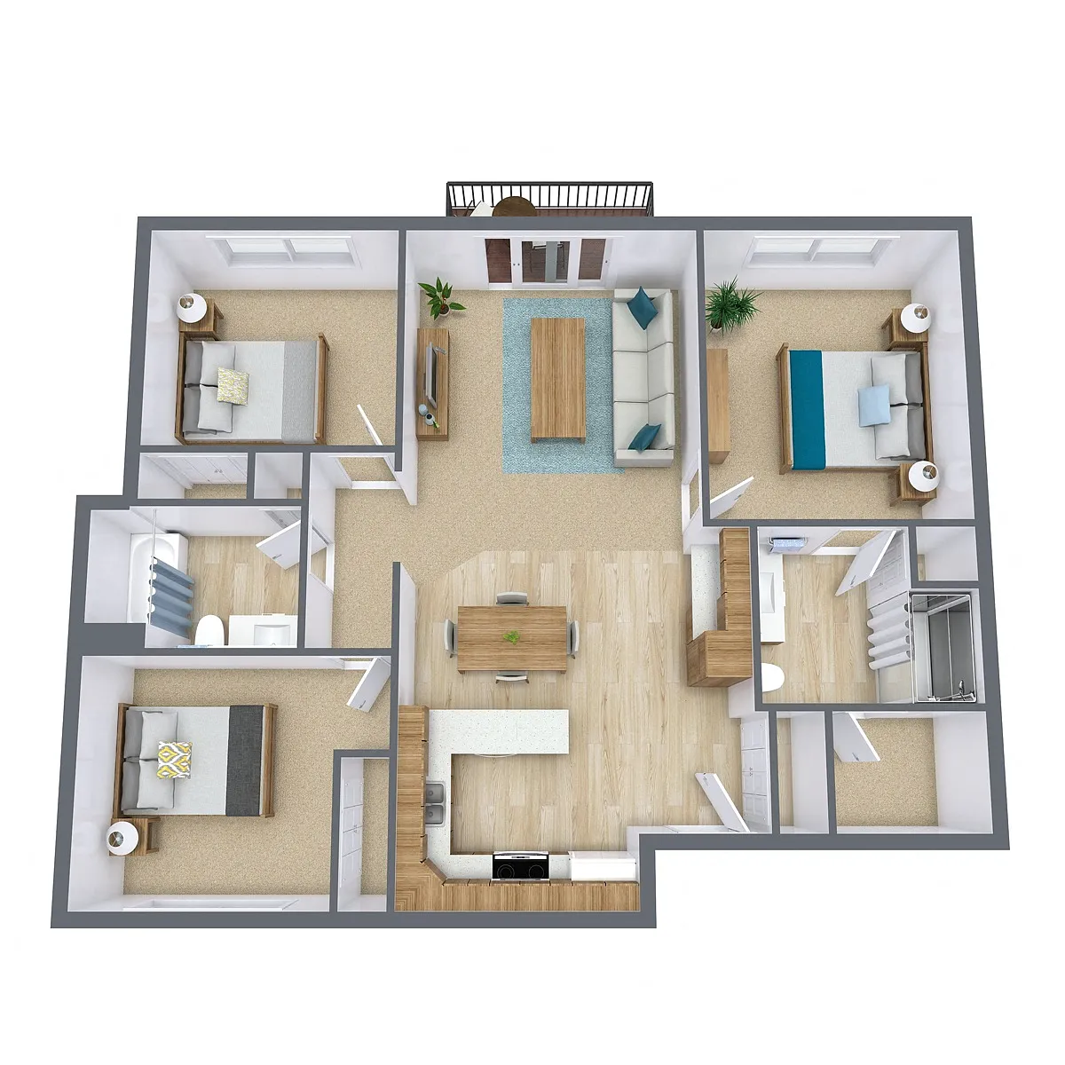 Floor plan Three Bedroom 32A