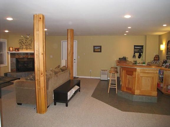 family room with wet bar