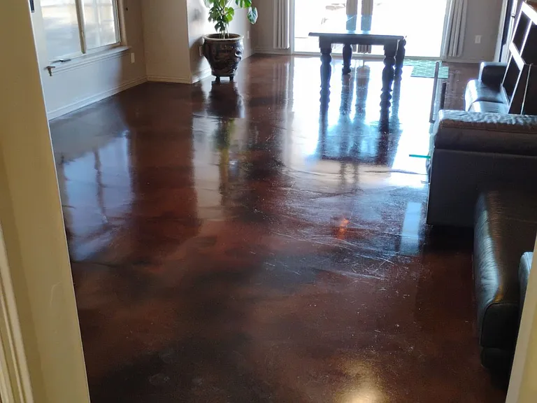 Main Room. All rooms have stained concrete floors. Perfect for all our furry family members.