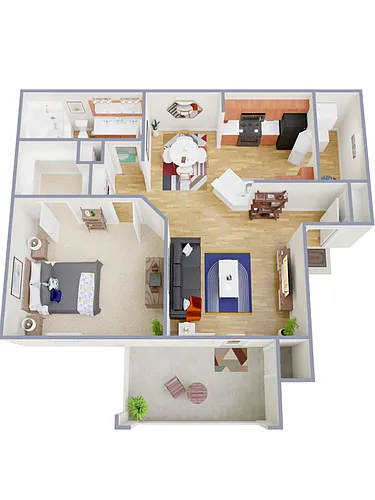 Floor plan 1 Bed, 1 Bath A (140% Income Restricted)