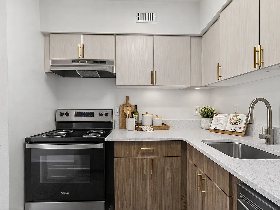 Modern kitchen with wooden accents