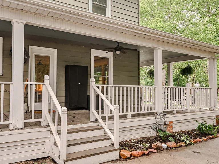 Side porch and side door.