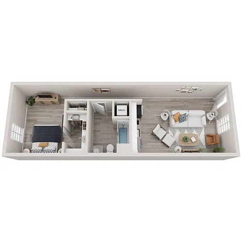 Floor plan 1 Bed 1 Bath B