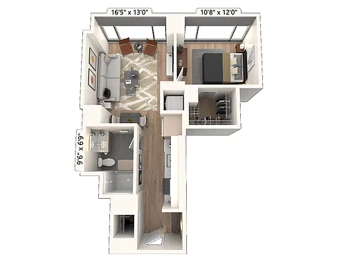 Floor plan Junior One Bedroom 10
