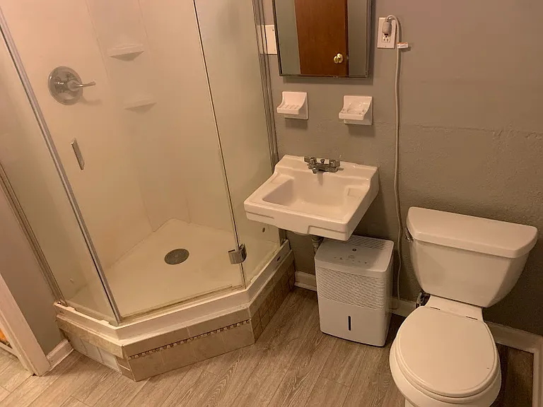 Bathroom with shower.