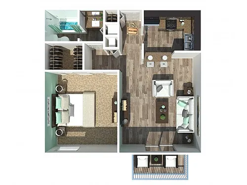 Floor plan 1 Bedroom 1 Bath