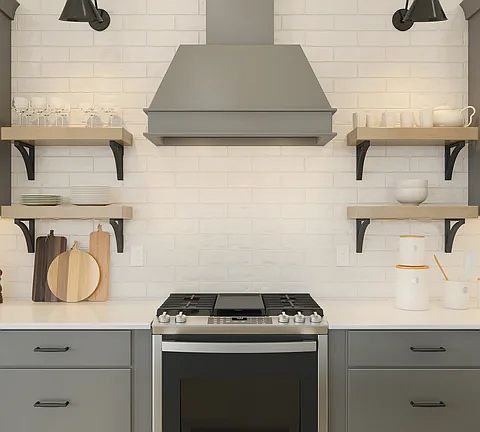 Kitchen with subway tile backsplash