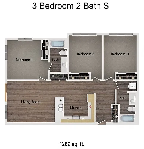 Floor plan 3 Bedroom 2 Bath S