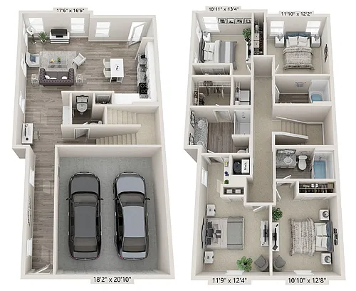 Floor plan 4 Bedroom Townhome | TH4