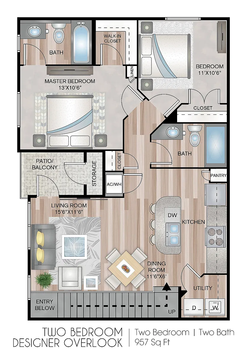 Floor plan Two Bedroom Designer