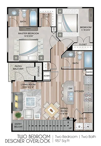 Floor plan Two Bedroom Designer