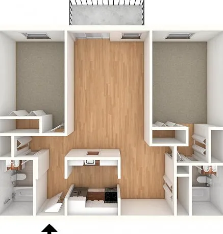 Two bedroom, two bathroom split Two bedroom, two bathroom split