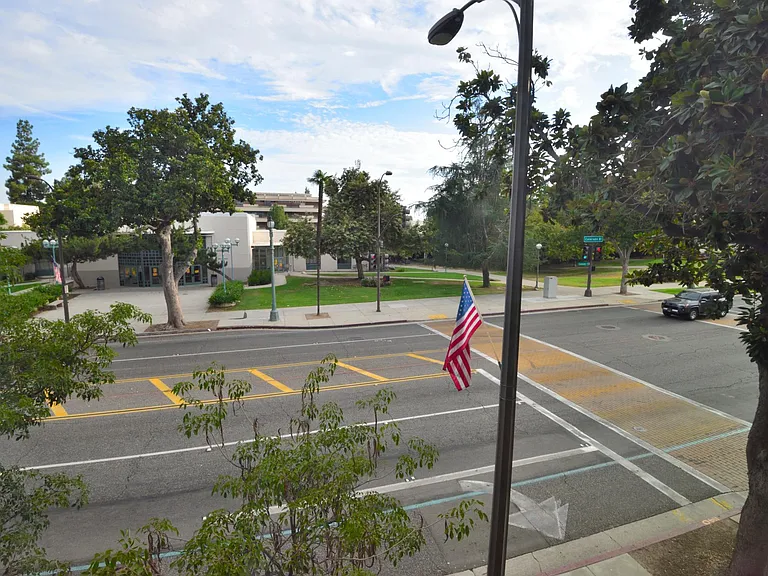 view from bedroom window overlooking Pasadena City College