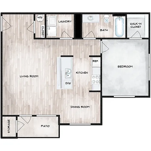 Floor plan 1 Bed 1 Bath