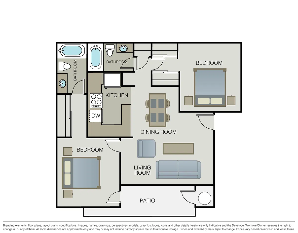 Floor plan 2 Bedroom 2 Bathroom B
