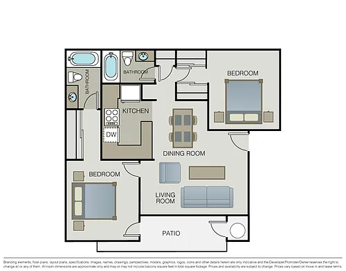Floor plan 2 Bedroom 2 Bathroom B