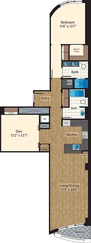 Floor plan One Bedroom+Den J 1293