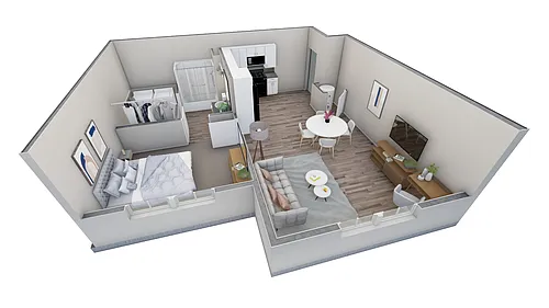Floor plan 1 BR 1 Bath Retreat Overlook