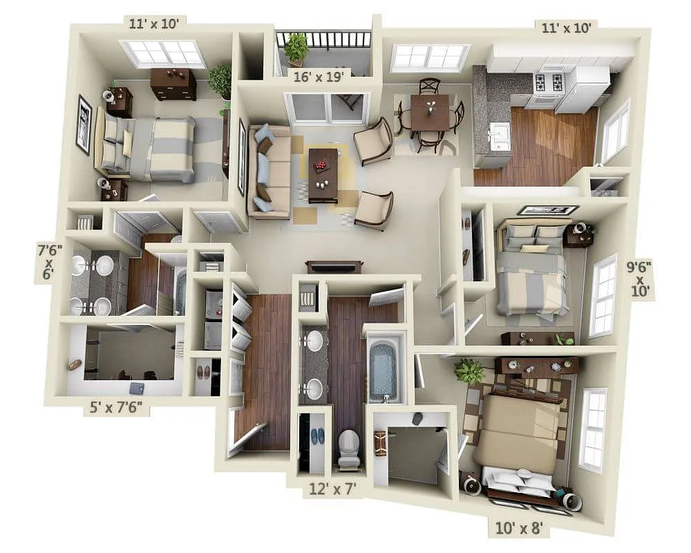 Floor plan Plan C2A (Square)