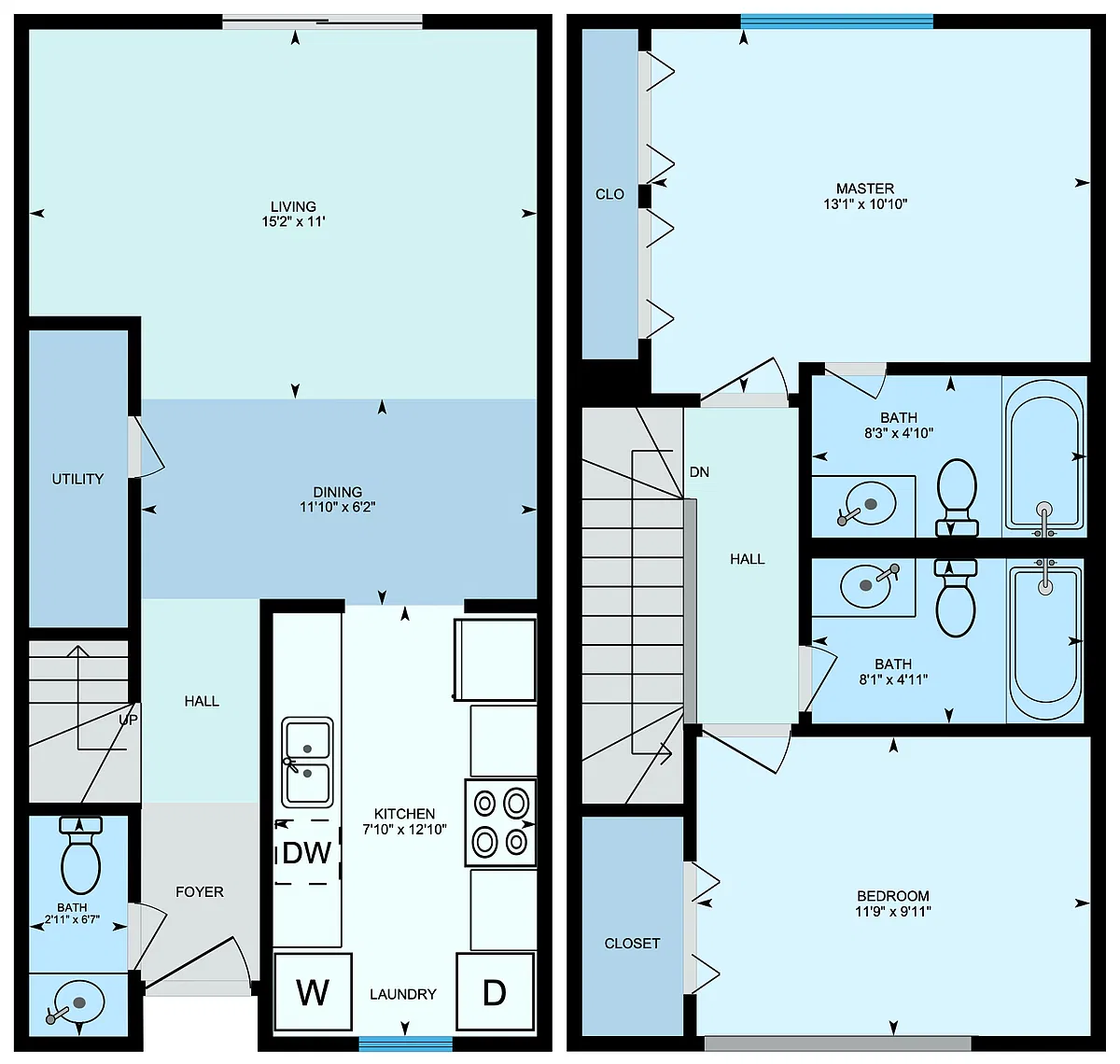 Floor plan Townhome D1 - Most Popular