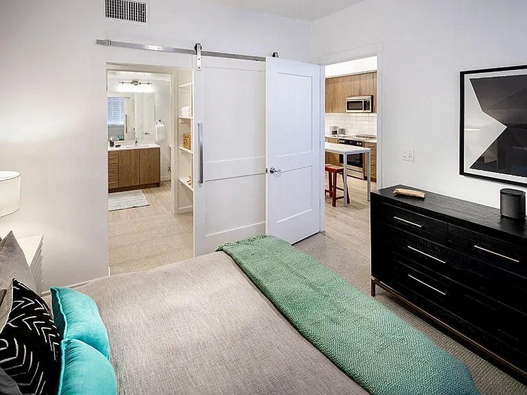 Sliding barn doors are available in select homes