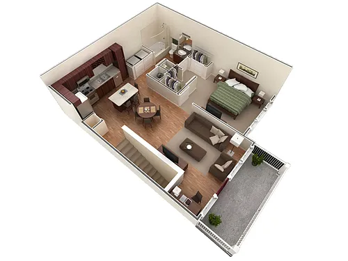 Floor plan 1 BR Designer Overlook Garage