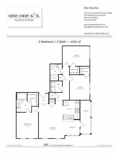 Floor plan Marigold (T1 Three-Three) 3.2