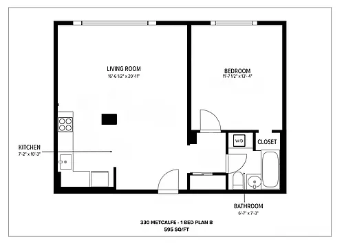 Floor plan 330 Metcalfe - 1 Bed Plan B