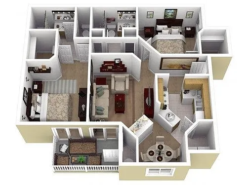 Floor plan 2 Bed 2 Bath