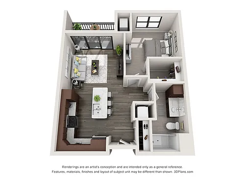 Floor plan Peridot 1 Bed, 1 Bath