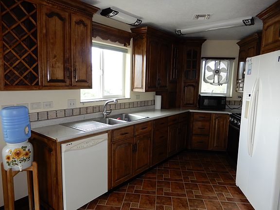Kitchen sink area with mountain views