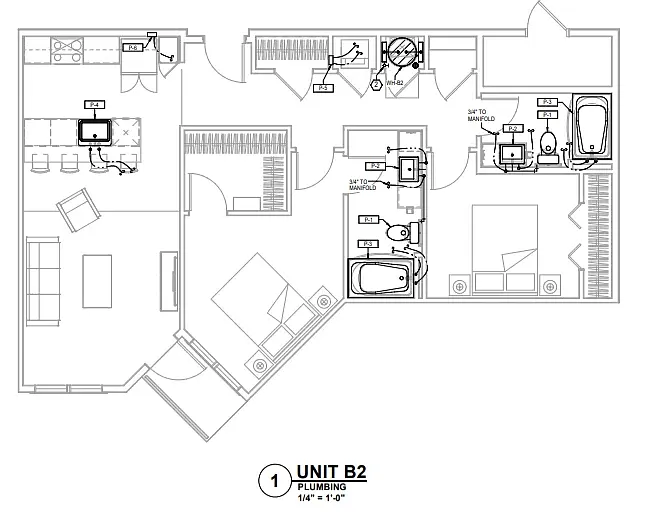Floor plan 2 Bedrooms 2 Bath B2