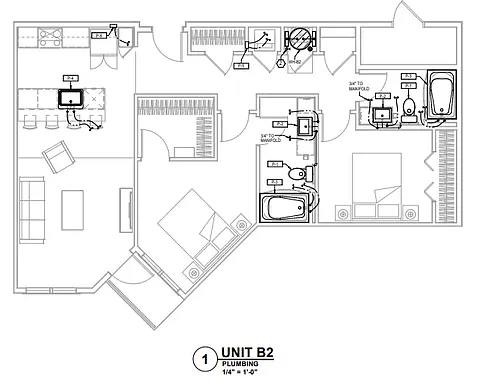 Floor plan 2 Bedrooms 2 Bath B2