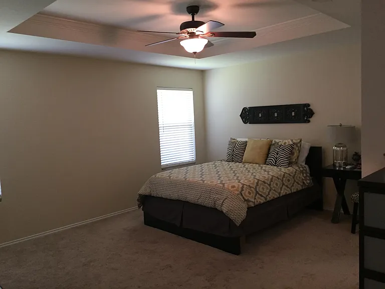 Master bedroom with pop-up ceiling - new vinyl flooring being installed June, 2026.