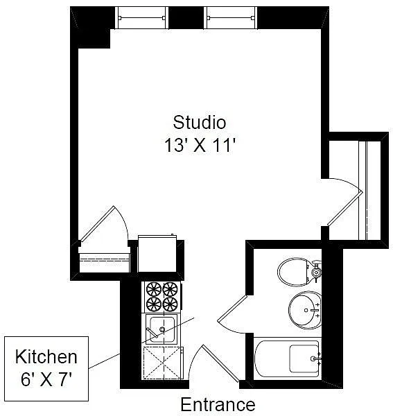 Floor plan Standard North-facing Studio